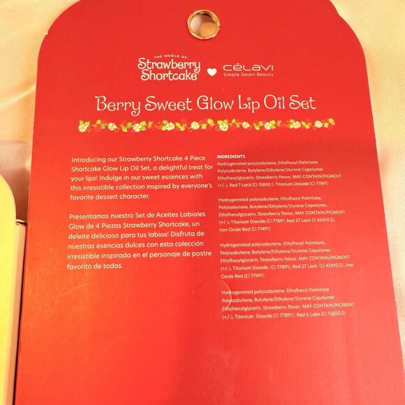 Strawberry Shortcake Berry Sweet Glow Lip Oil & Balm Celavi 2 Pack Bundle - Picture 7 of 7